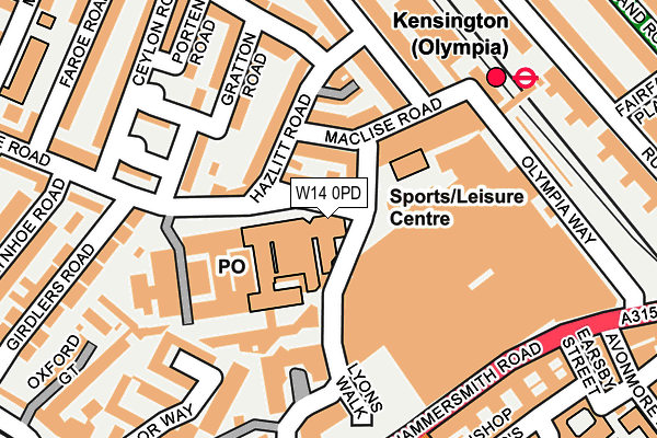 W14 0PD map - OS OpenMap – Local (Ordnance Survey)