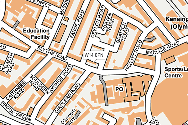 W14 0PN map - OS OpenMap – Local (Ordnance Survey)