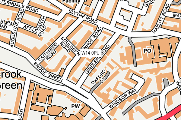 W14 0PU map - OS OpenMap – Local (Ordnance Survey)