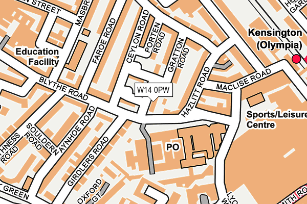 W14 0PW map - OS OpenMap – Local (Ordnance Survey)