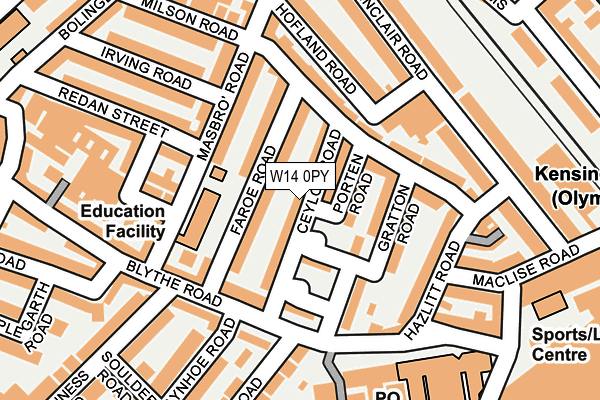 W14 0PY map - OS OpenMap – Local (Ordnance Survey)