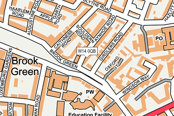 W14 0QB map - OS OpenMap – Local (Ordnance Survey)
