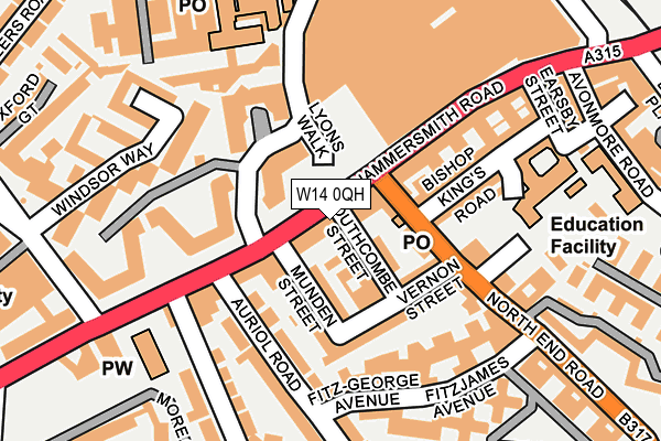 W14 0QH map - OS OpenMap – Local (Ordnance Survey)