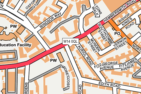 W14 0QL map - OS OpenMap – Local (Ordnance Survey)