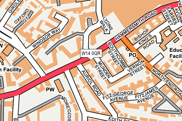 W14 0QR map - OS OpenMap – Local (Ordnance Survey)