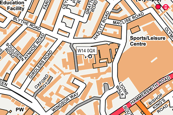 W14 0QX map - OS OpenMap – Local (Ordnance Survey)