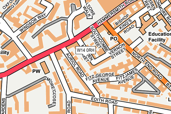 W14 0RH map - OS OpenMap – Local (Ordnance Survey)