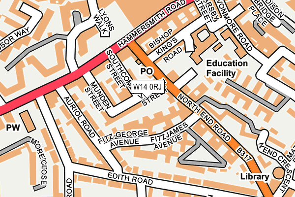 W14 0RJ map - OS OpenMap – Local (Ordnance Survey)