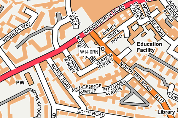 W14 0RN map - OS OpenMap – Local (Ordnance Survey)