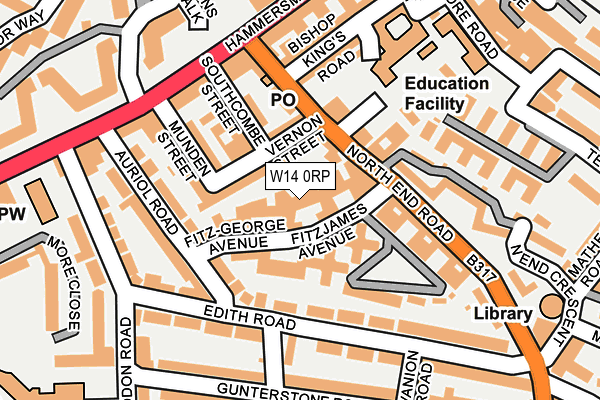 W14 0RP map - OS OpenMap – Local (Ordnance Survey)