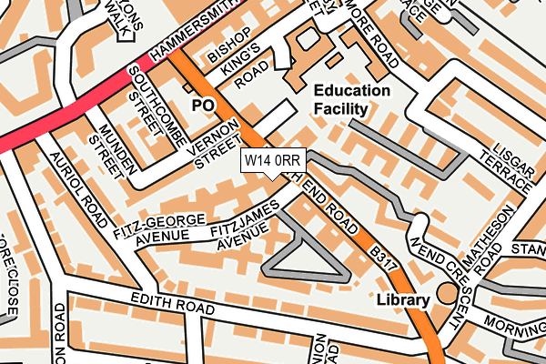 W14 0RR map - OS OpenMap – Local (Ordnance Survey)