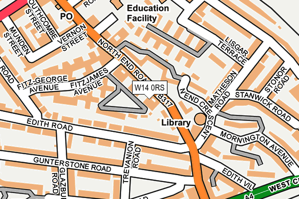 W14 0RS map - OS OpenMap – Local (Ordnance Survey)