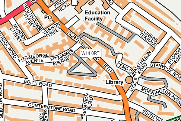 W14 0RT map - OS OpenMap – Local (Ordnance Survey)