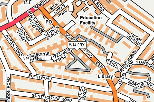 W14 0RX map - OS OpenMap – Local (Ordnance Survey)