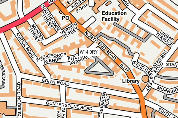 W14 0RY map - OS OpenMap – Local (Ordnance Survey)