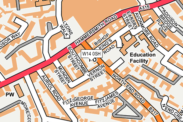 W14 0SH map - OS OpenMap – Local (Ordnance Survey)