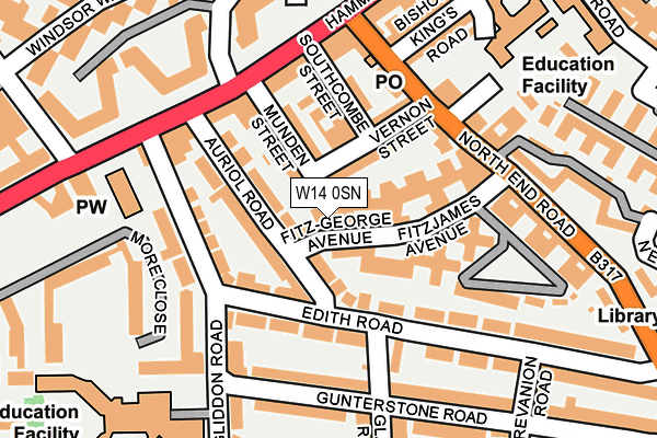 W14 0SN map - OS OpenMap – Local (Ordnance Survey)