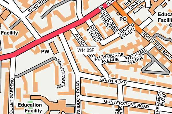 W14 0SP map - OS OpenMap – Local (Ordnance Survey)