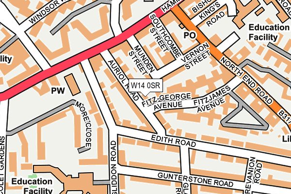 W14 0SR map - OS OpenMap – Local (Ordnance Survey)