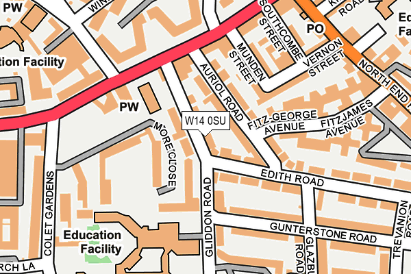 W14 0SU map - OS OpenMap – Local (Ordnance Survey)