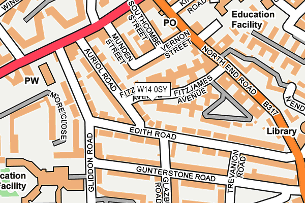 W14 0SY map - OS OpenMap – Local (Ordnance Survey)