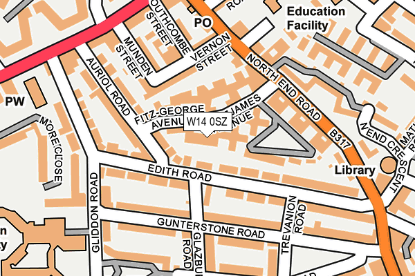 W14 0SZ map - OS OpenMap – Local (Ordnance Survey)