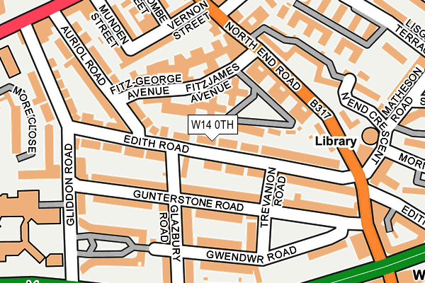 W14 0TH map - OS OpenMap – Local (Ordnance Survey)