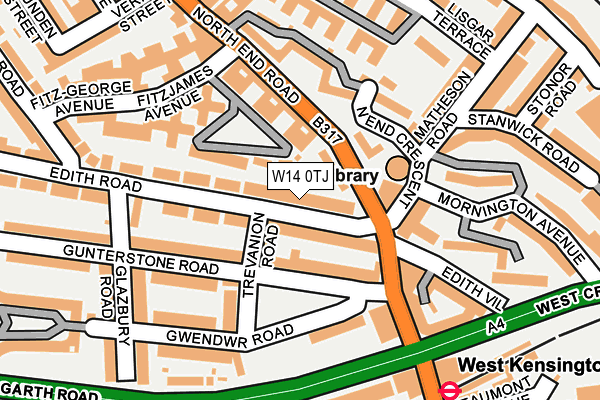 W14 0TJ map - OS OpenMap – Local (Ordnance Survey)