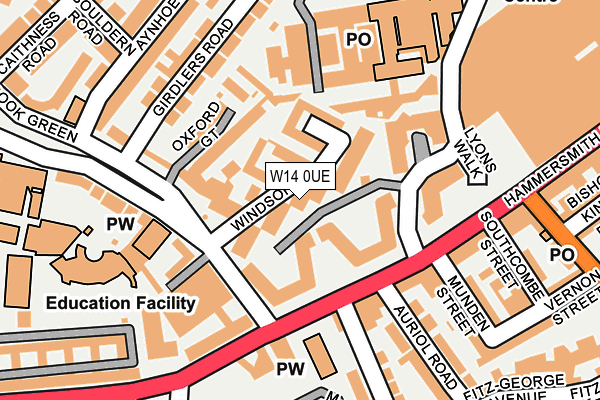 W14 0UE map - OS OpenMap – Local (Ordnance Survey)