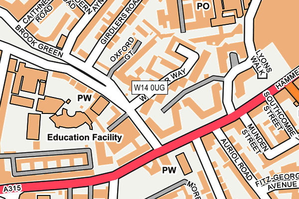 W14 0UG map - OS OpenMap – Local (Ordnance Survey)