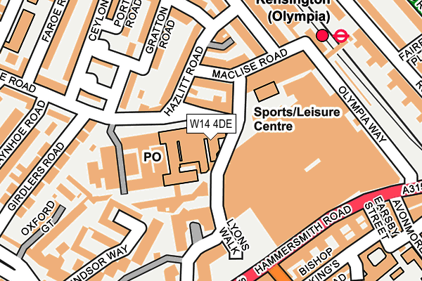 W14 4DE map - OS OpenMap – Local (Ordnance Survey)