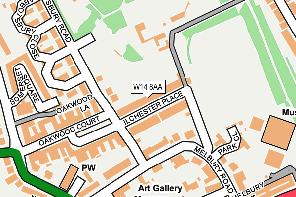 W14 8AA map - OS OpenMap – Local (Ordnance Survey)