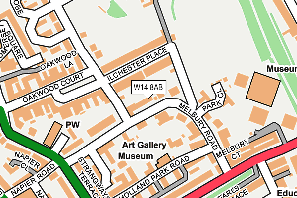 W14 8AB map - OS OpenMap – Local (Ordnance Survey)