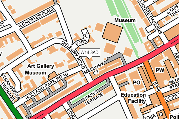 W14 8AD map - OS OpenMap – Local (Ordnance Survey)