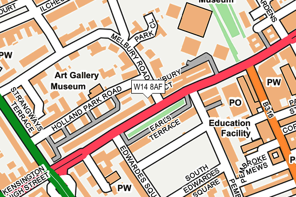 W14 8AF map - OS OpenMap – Local (Ordnance Survey)