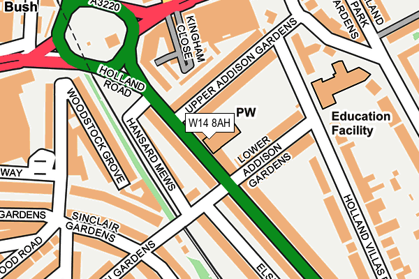 W14 8AH map - OS OpenMap – Local (Ordnance Survey)