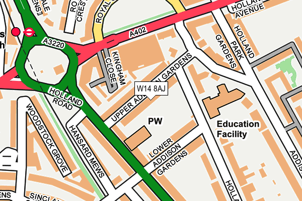 W14 8AJ map - OS OpenMap – Local (Ordnance Survey)