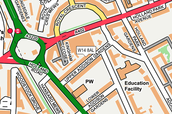 W14 8AL map - OS OpenMap – Local (Ordnance Survey)