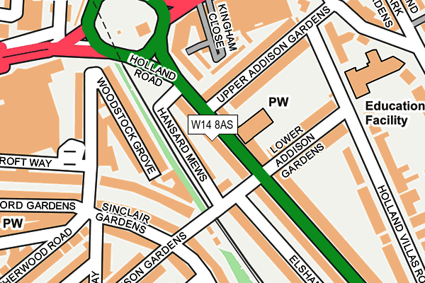W14 8AS map - OS OpenMap – Local (Ordnance Survey)