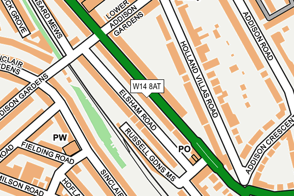 W14 8AT map - OS OpenMap – Local (Ordnance Survey)