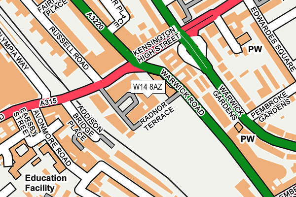 W14 8AZ map - OS OpenMap – Local (Ordnance Survey)