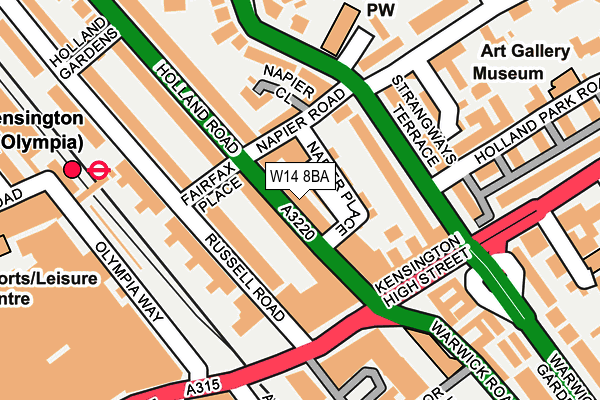 W14 8BA map - OS OpenMap – Local (Ordnance Survey)