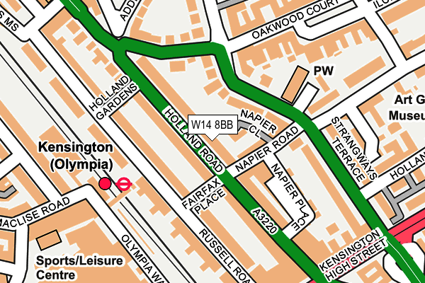 W14 8BB map - OS OpenMap – Local (Ordnance Survey)