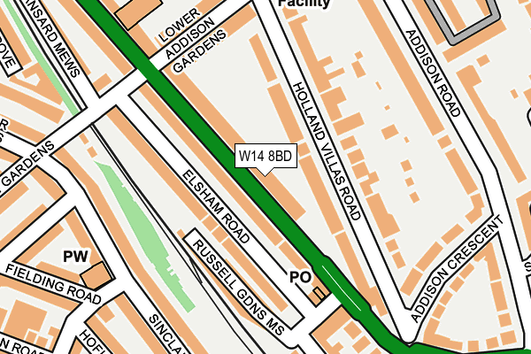 W14 8BD map - OS OpenMap – Local (Ordnance Survey)