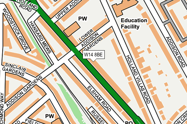 W14 8BE map - OS OpenMap – Local (Ordnance Survey)