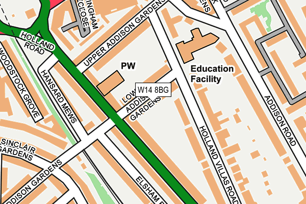 W14 8BG map - OS OpenMap – Local (Ordnance Survey)