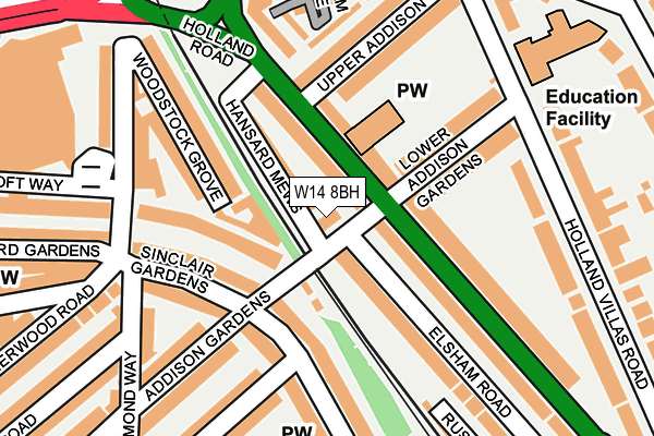 W14 8BH map - OS OpenMap – Local (Ordnance Survey)