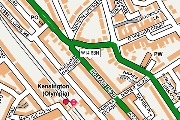 W14 8BN map - OS OpenMap – Local (Ordnance Survey)