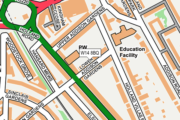 W14 8BQ map - OS OpenMap – Local (Ordnance Survey)