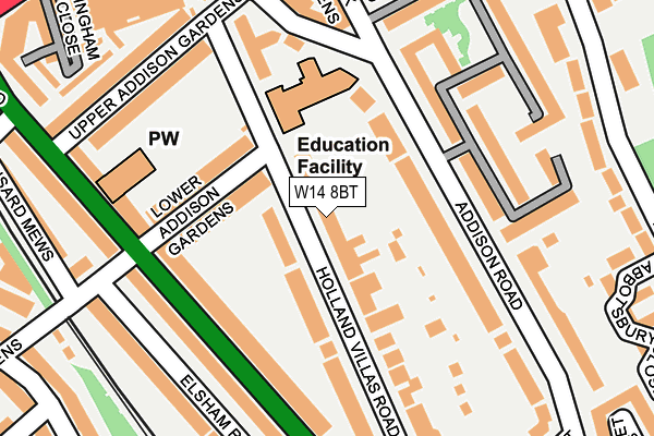 W14 8BT map - OS OpenMap – Local (Ordnance Survey)